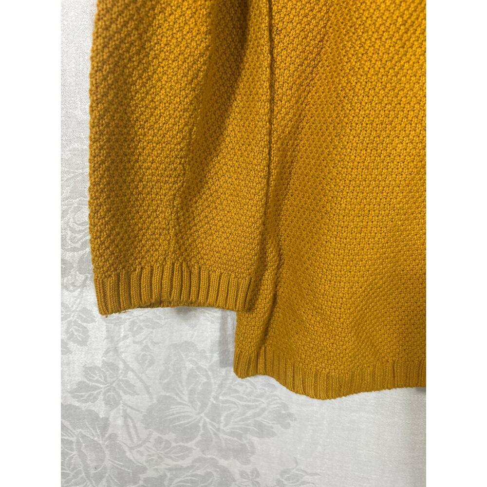 Talbots Sweater 1X PETITE Mustard Yellow Textured Knit Cotton Cashmere Blend - Picture 2 of 8